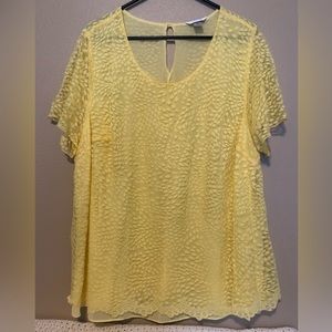 CJ Banks Yellow Lace Overlay Shirt 2X
